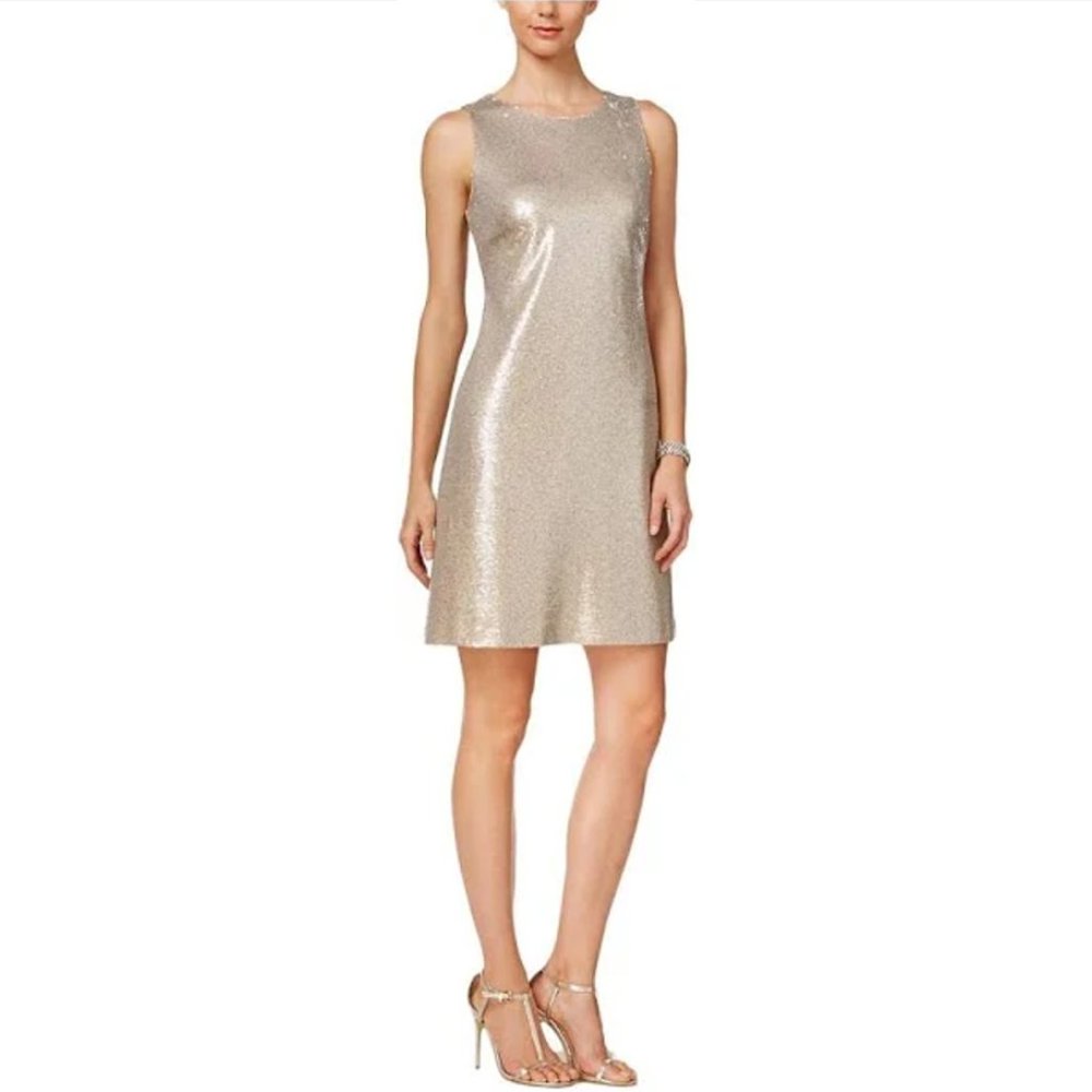 Tommy Hilfiger Sequin Champagne Dress - Formal Timeless Look - Size 6 - Like New